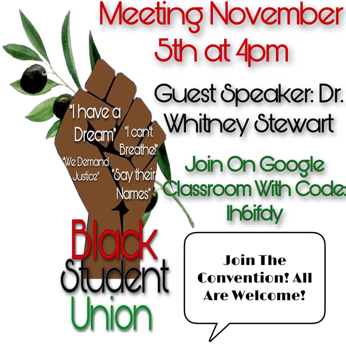 Come join us November 5th to hear Dr. Whitney Stewart speak! #seneca #senecabsu #bsu