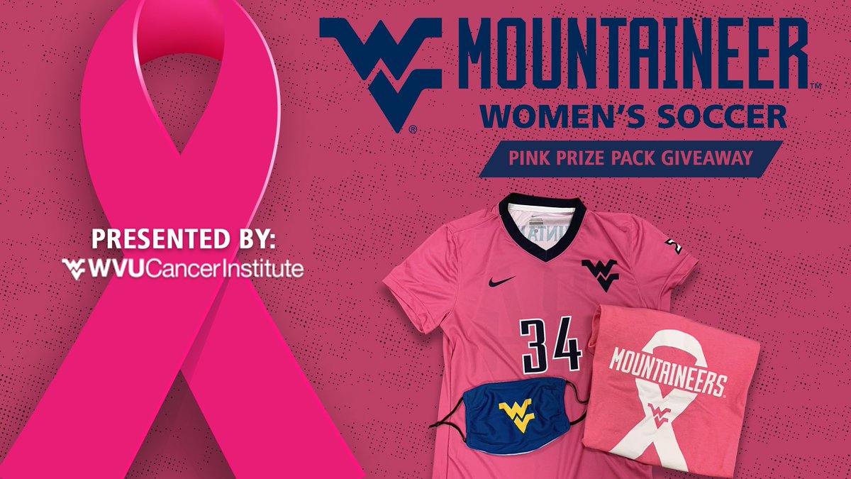 wvuwomenssoccer's tweet photo. It’s GAME WEEK! Retweet this and follow us for your chance to win this Pink Prize Pack which includes a pink game worn jersey, the official WVU Pink shirt and WVU mask, presented by @WVUCancer and @WVUMedicine. The winner will be announced at halftime of our game Friday night! https://t.co/A7I2cRgfxt