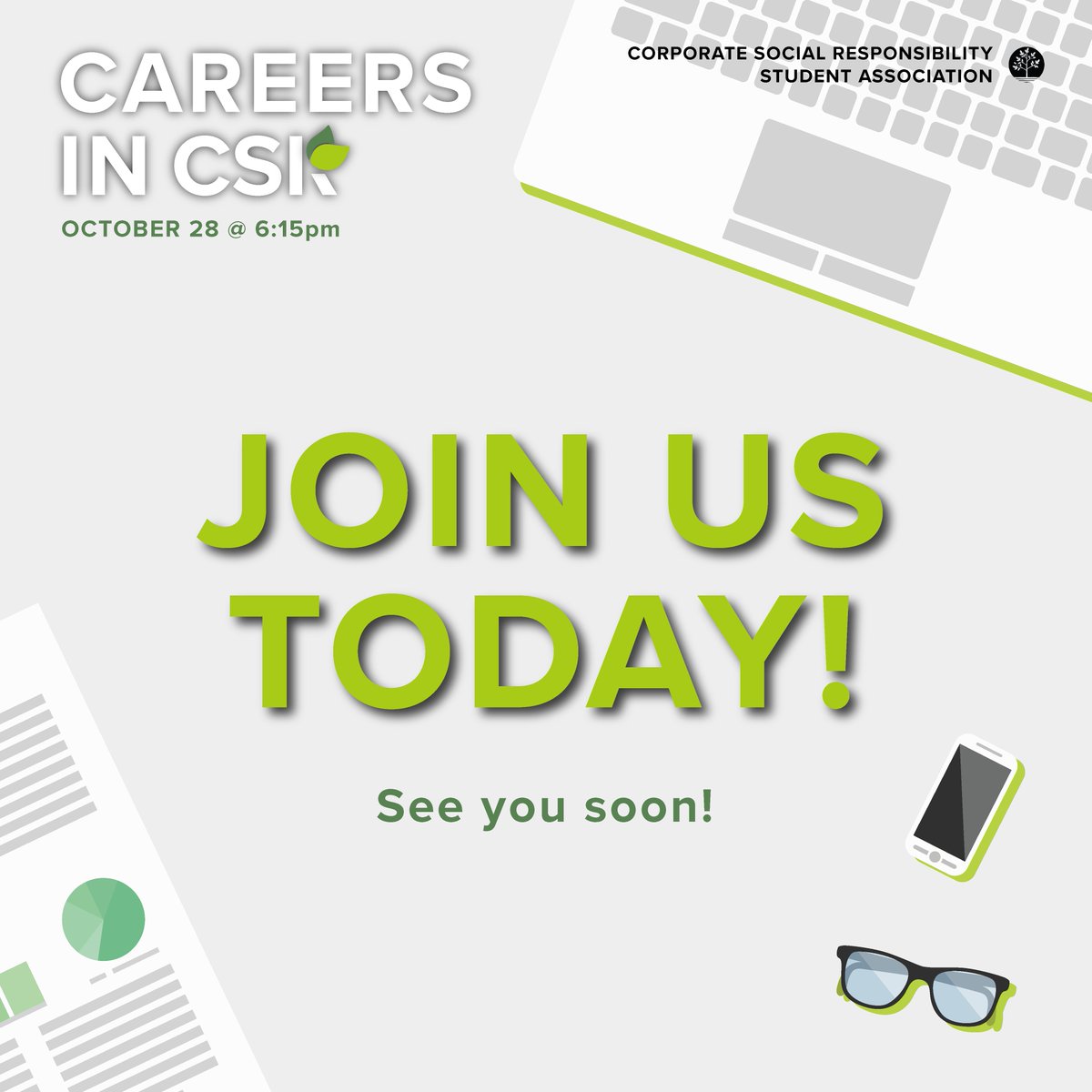 CSRSARYERSON's tweet image. Join us today from 6:15-8:30 pm for our Careers in CSR event! This event is an opportunity for you to participate in an online panel discussion with CSR professionals. We will be giving away a Google Nest to one attendee, so be sure to sign up with the link in our bio!