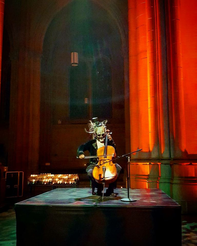 hearthspell's tweet photo. The Procession Of The Ghouls. A yearly Halloween tradition at the Cathedral of St. John the Divine in NYC. A screening of a classic silent horror film, lived scored by the cathedral's organist, is followed by a long parade of demons, monsters and goblins designed by Ralph Lee. https://t.co/TlCRxnxeBW