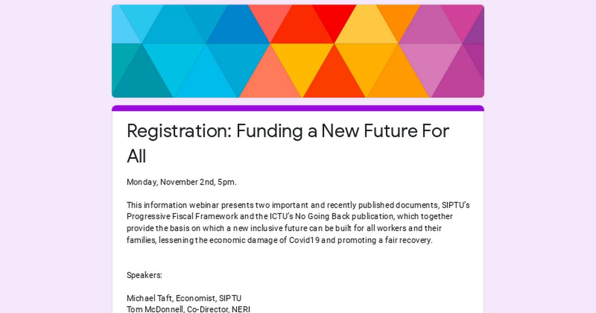 How can we recover, post Covid19, without resorting to austerity measures and reducing much needed services? Come along to our webinar Monday 2nd November moderated by @angevf to hear how. Register here buff.ly/2HBFpSG #ONEFutureONEVision