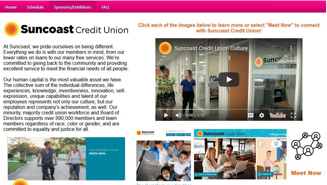 InclusivCDCUs's tweet photo. Inclusiv Virtual Conference Attendees: Have you visited our virtual exhibit hall? If not, check it out and learn about how our sponsors are innovating in the financial inclusion space: https://t.co/C3krrCxGjv #cdcucon2020

Here are two of our exhibitors: https://t.co/DwAZAVK4Eo
