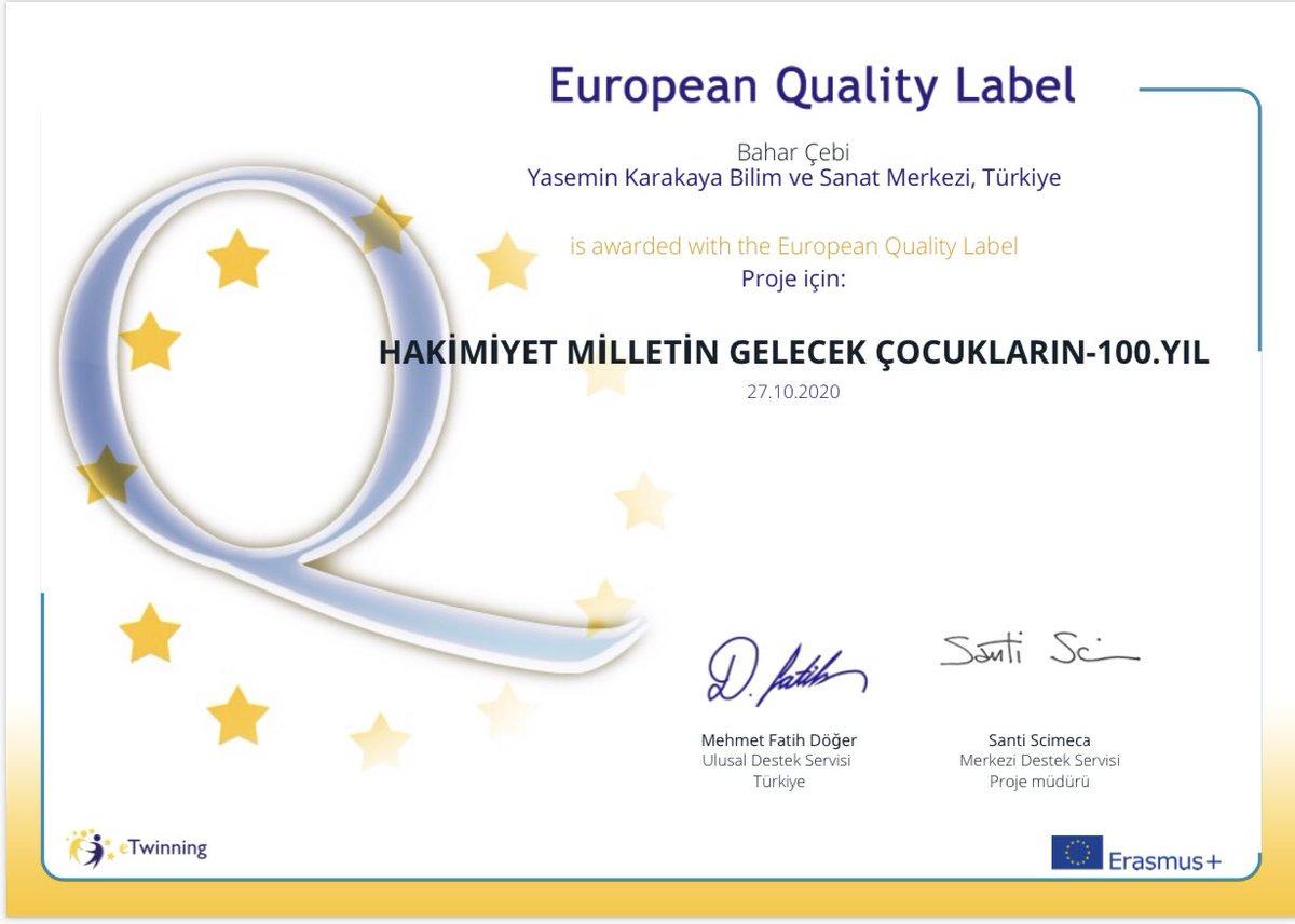Muhteşem bir gün. Hem Avrupa Kalite Etiketlerini kucakladık, hem Cumhuriyet coşkusu yaşıyoruz. Teşekkürler eTwinning Türkiye  
<a href="/ziyaselcuk/">Ziya Selçuk</a> <a href="/adnanboyaci/">Adnan BOYACI</a> @mhbucuk <a href="/eTwinningEurope/">eTwinningEurope</a>
<a href="/turangore/">Turan GÖRE</a> 
#eTwinningTürkiye
#AvrupadaBirinciyiz