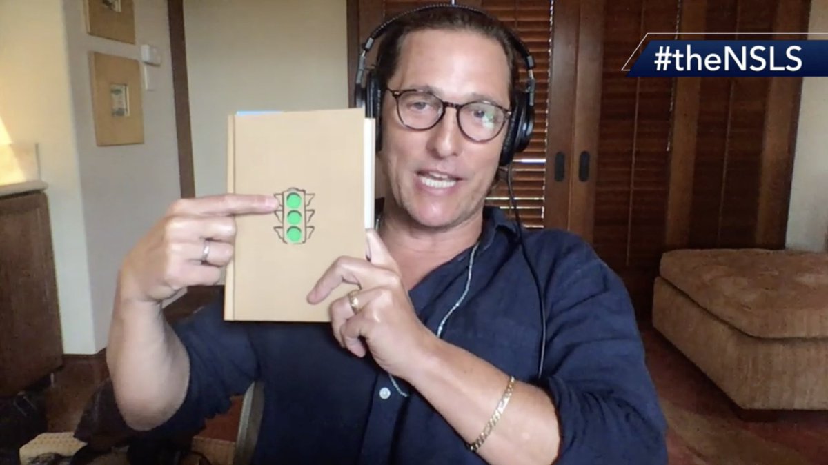 theNSLS's tweet photo. Who's getting a copy of "Greenlights" by tonight's Speaker Broadcast guest @McConaughey? #theNSLS https://t.co/y5t8czqihd