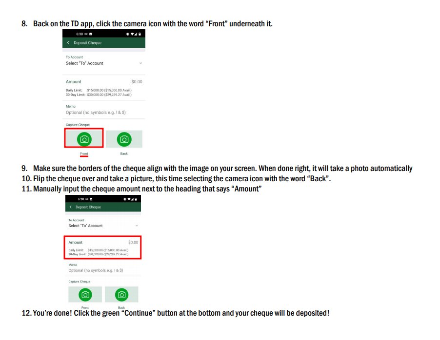 PatrickLipski3's tweet photo. This week, I decided to take a page out of what we learned during our weekly YEP meetings, so I created a handout to aide my mom with depositing cheques on the TD mobile app. We used it during our lesson and it worked out well! @YEPeducation #LetsTeachAdults https://t.co/tKCfYyI6Dt