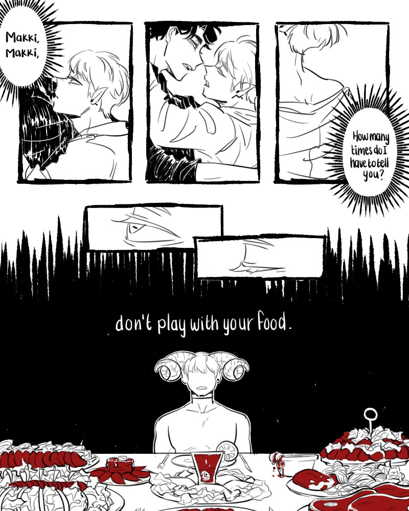 siwaposteo's tweet photo. Matsuhana!DEMON AU in which Hanamaki is an incubus and Matsukawa's a simple human. Does Hanamaki loves him? Or he just enjoys the thrill of the chase? mmmm
Day 5: Next in line / an uncontainable desire
#HQHorrorWeek #matsuhana https://t.co/Eexd7OUerB