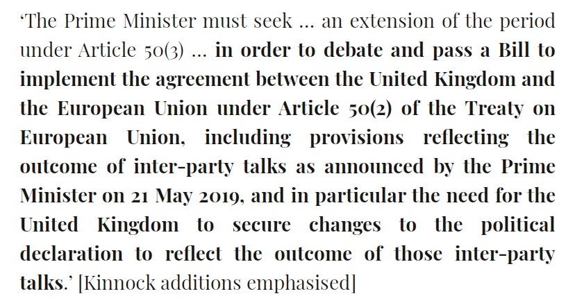 6. Sumption dives in with Brexit & the prorogation. As a matter of fact & law Parliament wrestled power from the Government in regard to Brexit. The Benn Act sought to introduce a softer Brexit with a 2nd ref attached, similar in content to the failed May/Corbyn negotiations.