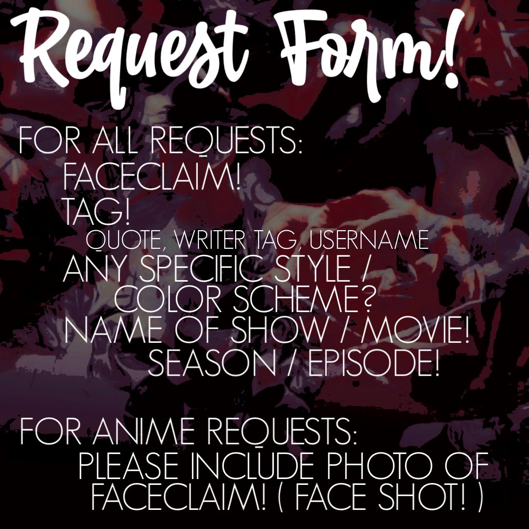 BlaydesEditing's tweet photo. Hey guys! ChemicalBlayde here, from @/BitchcraftMode! I’m here for an extra outlet for making layouts to help keep me sane while I search for a job. The rules and form are below, and I work with everything but horror if I can find content for it in HD! https://t.co/pK1I9T9DJg