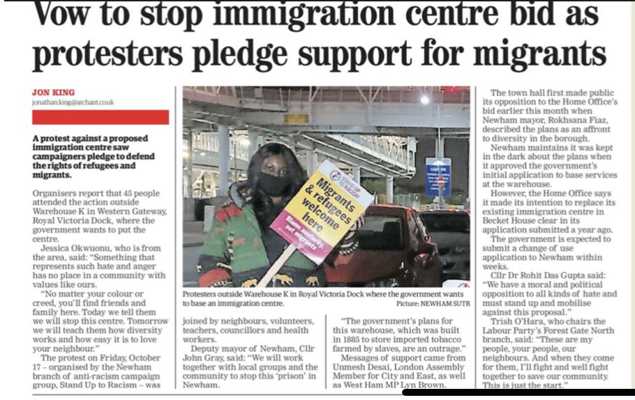 NewhamAgainst's tweet photo. The @NewhamRecorder has covered our protest.United in our opposition

@grayee: ..stop this prison in Newham
@rokhsanafiaz: ..affront to diversity in the borough
@RKDasgupta: ..must stand up &amp; mobilise against this proposal

Messages of support also from @unmeshdesai &amp; @lynbrownmp https://t.co/DGYLOxRo5o