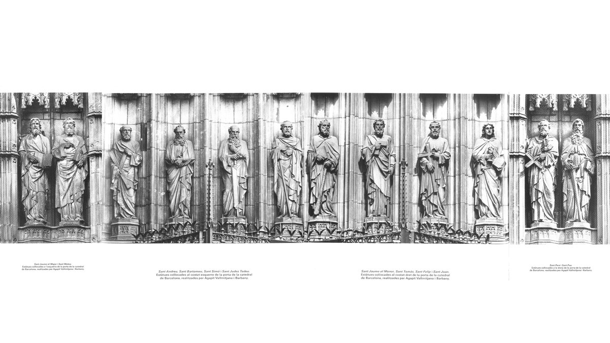 m4rcoc4ll4gh4n's tweet photo. El "conjunt serial" dels 12 apòstols esculpits per A. Vallmitjana (1887) a la porta principal de la @catedralbcn
Muntatge a partir de fotos extretes del llibre «Estatuària Pública de Barcelona Vol. 3» (1984)
#CSFCMMCAB https://t.co/BfmWmaIeDw