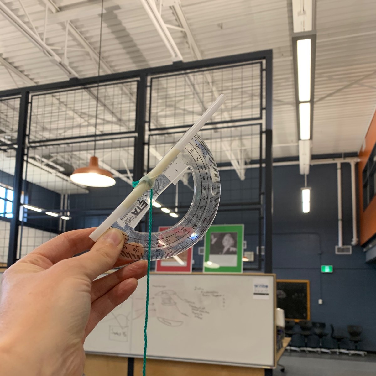 HeidiLNeufeld's tweet photo. Finished off the quint in FPC10 by measuring this inaccessible height in the @CityParkSchool commons. 

What did we learn? 
Make sure your calculator is in DEG. 

@StoonPubSchools https://t.co/htrre17Tbt