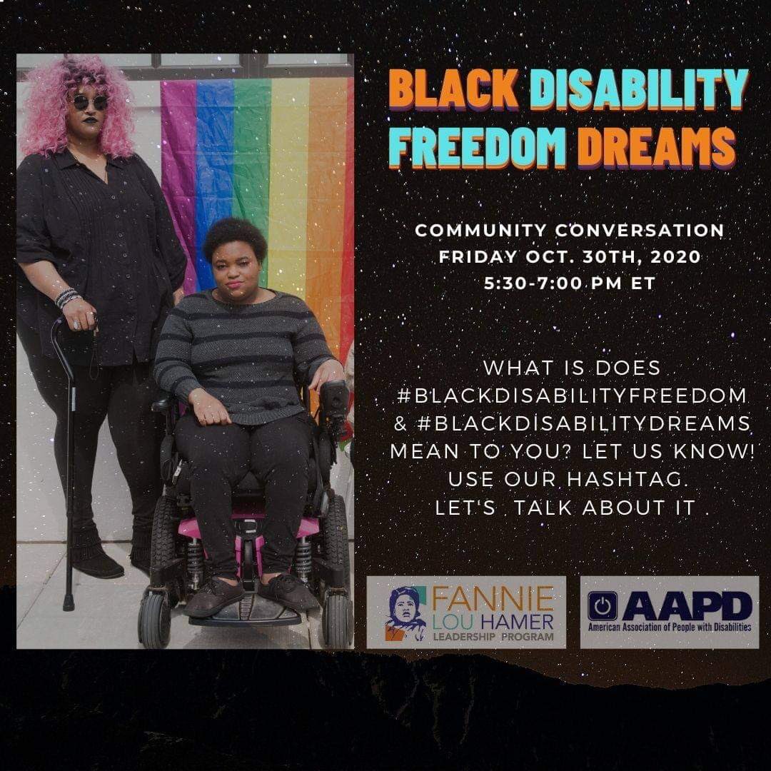 TillWeFree_AAPD's tweet photo. What does #BlackDisabilityFreedom and #BlackDisabilityDreams mean to you? Let us know! Use our hashtags. Let’s talk about it. https://t.co/01cY4827dB