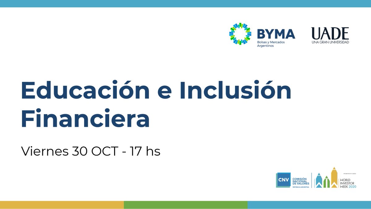 BYMAOficial's tweet photo. 📣 SMI VIERNES 30 OCT - 17hs. Hablamos sobre "Educación e Inclusión Financiera" 👩‍🎓📊 con @ClaudioZucho, @mariomaydana. Modera: @khatchi. Para participar,  inscribite 👉https://t.co/qfrQ85rNae 
@IOSCOWIW 
@CNVArgentina 
@UADEoficial https://t.co/zPahzDgmsL