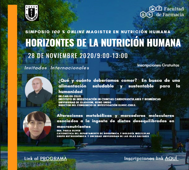 nutricionudec's tweet photo. HORIZONTES DE LA NUTRICIÓN HUMANA

Dejamos abierta la invitación a este simposio gratuito y online, organizado por el Magíster en Nutrición Humana.

📍 Inscripción en: https://t.co/Ms9arAEeua
📍 programa en: https://t.co/5lFDh43Sup

#simposio #nutricion #udec https://t.co/VJZGqVo28V