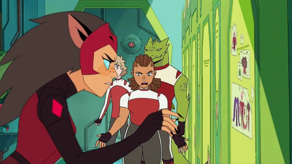 Season 436: After Kyle accidentally kicks down the drawings Scorpia made of the super pal trio. Catra lashes out at him,showing that she still deeply cherishes these drawings.