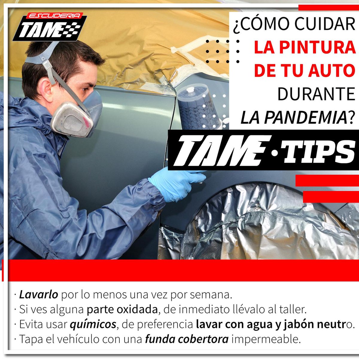 EscuderiaTame's tweet photo. El #confinamiento ha reducido el uso del automóvil, sin embargo, hay que tener ciertos cuidados mientras dejamos el automóvil parado por semanas o meses.
#TameTips #EscuderiaTame #Tips https://t.co/BkUnU0fxpx
