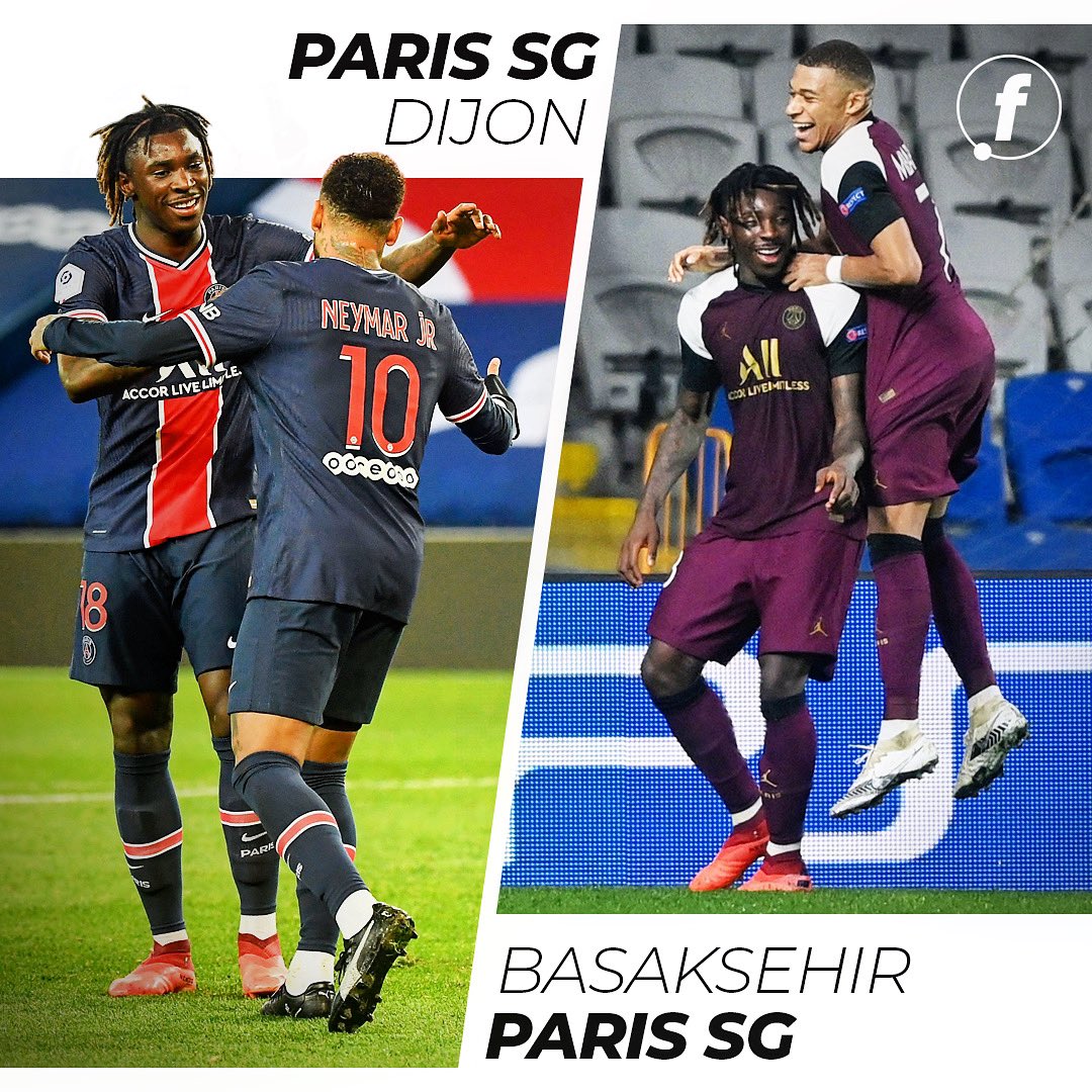 football_fr's tweet photo. Moise Kean reste sur deux doublés en deux matches avec le PSG ! 🔥🔥🔥 #BASPSG https://t.co/l3say4mlv6