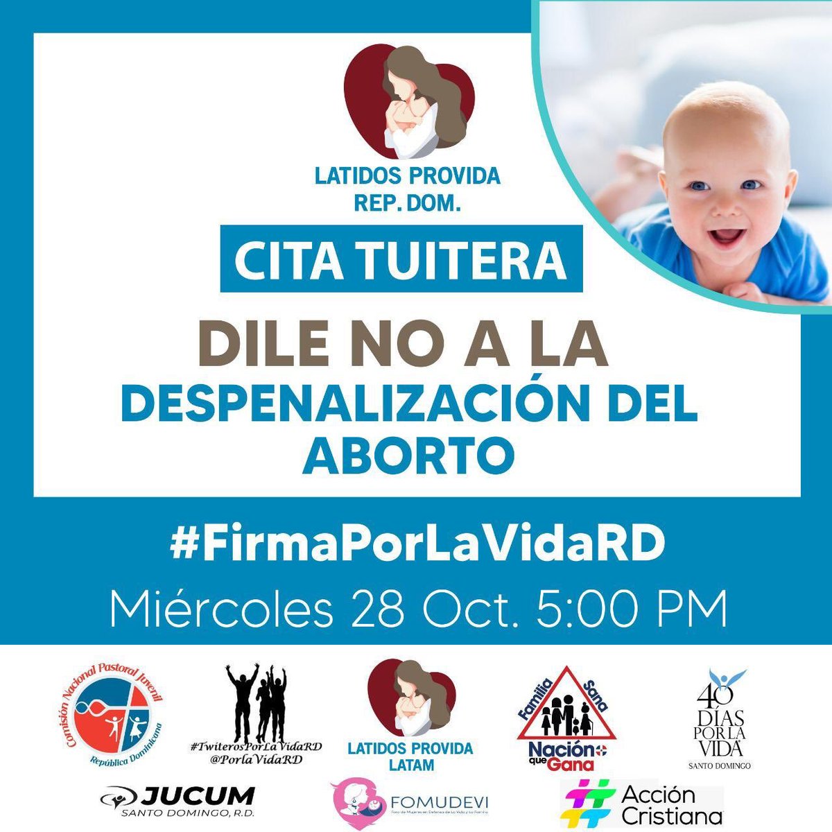 LatidosProvRD's tweet photo. Los  jóvenes provida de la República Dominicana nos oponemos a la agenda que busca legalizar el aborto. #FirmaPorLaVidaRD

Enlace para firmar:
https://t.co/zk3WmMPVKB https://t.co/Gz6Pa0MsTL