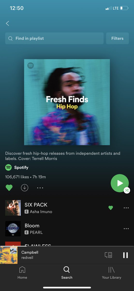 AshaImuno's tweet photo. SIX PACK at # 1 in Fresh Finds and Fresh Finds Hip Hop ! 💚🏋🏽‍♂️ much much love to my 1s at @Spotify https://t.co/yU2hDb9y3i