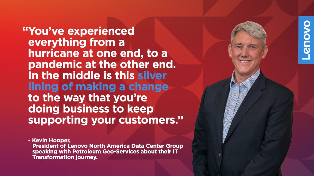 From a hurricane to a global pandemic, Petroleum Geo-Services is using <a href="/Lenovo/">Lenovo</a>’s data center technology to thrive in the new normal. Learn how, only at #LenovoTechWorld. @PGSnews <a href="/KevinNHooper/">Kevin Hooper</a> lnv.gy/2TBZHgU