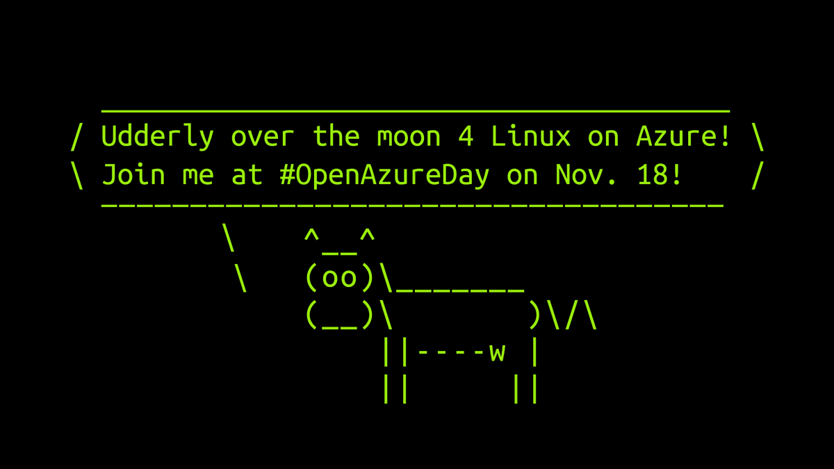 Azure's tweet image. Push your apps and data to the next level, and do even more with Linux on #Azure. Learn how from Linux rock stars at #OpenAzureDay, November 18. Register now: msft.it/6017TfjwZ
#LinuxOnAzure