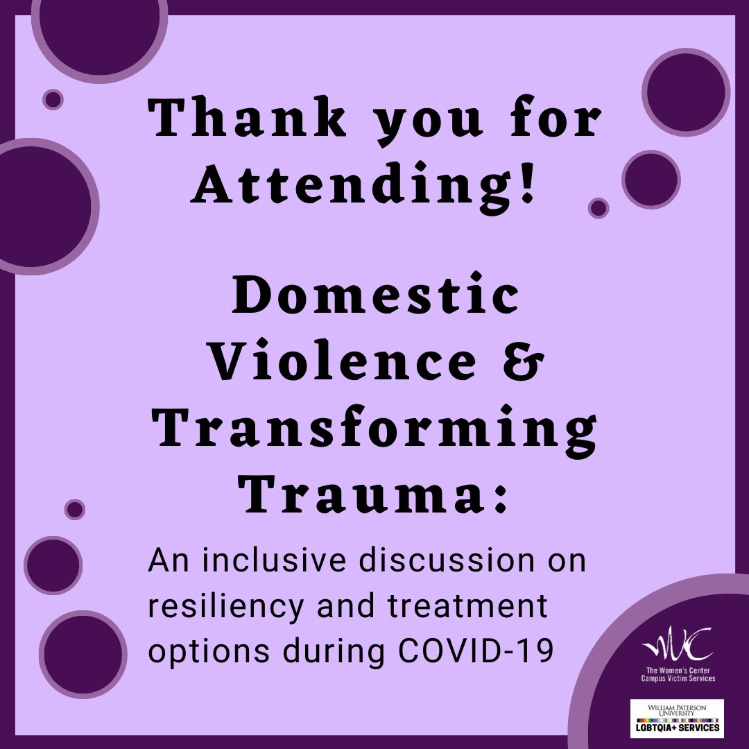 WPWomensCenter's tweet photo. Thank you everyone who attended our event last night, "Domestic Violence and Transforming Trauma"! We were so excited to meet everyone who attended!

And consider joining us for more online presentations from the Women's Center, this  coming spring!

#dvawareness #wplgbtq #cvswp https://t.co/QsFFL4qSQi
