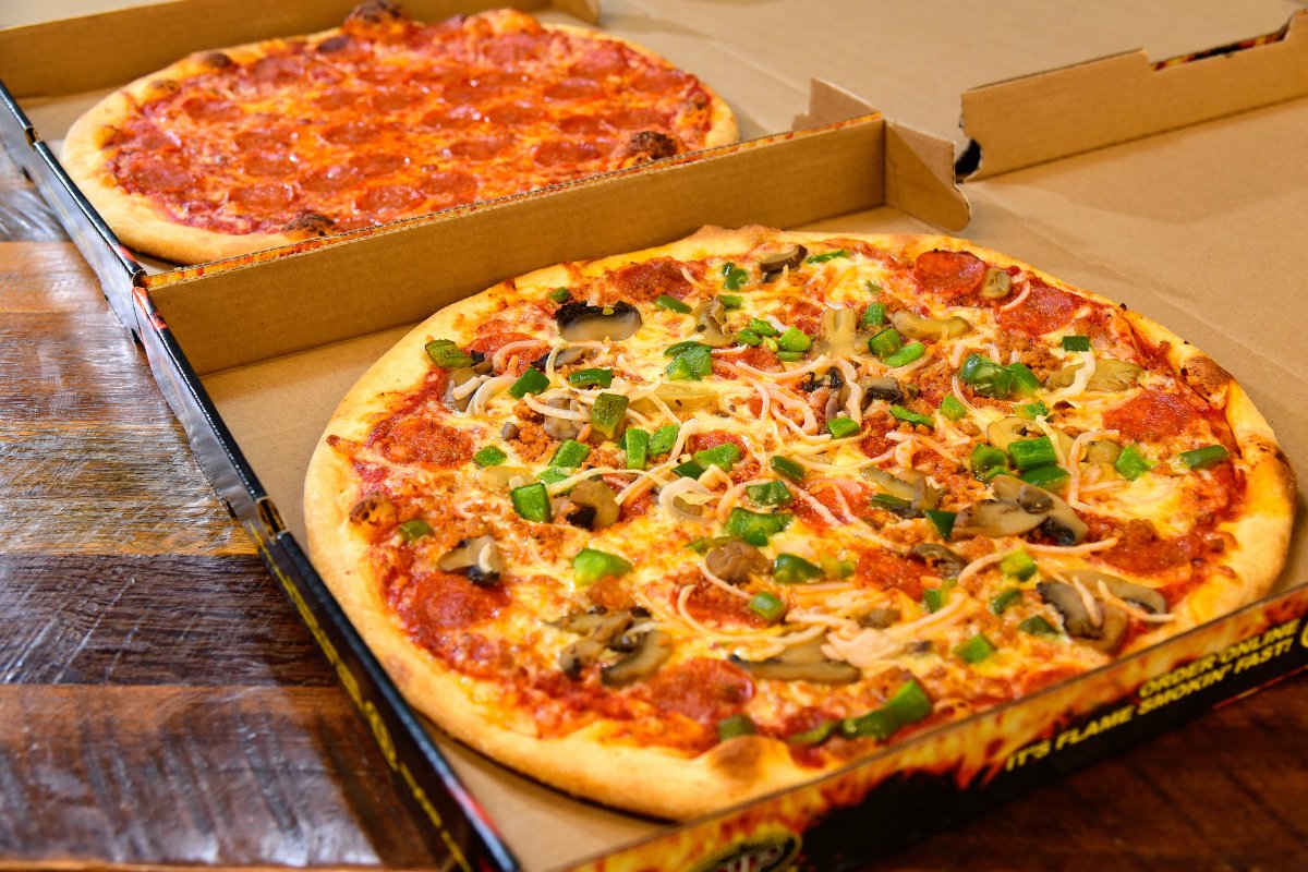 eatatoip's tweet photo. “Stop, drop, shut 'em down, open up box.” Throw your happy meal in the trash and come get the DMX meal. It’s two pizzas and a punch in the face.*
*Just playin’. #EatAtOIP https://t.co/EmUYgrOkj5