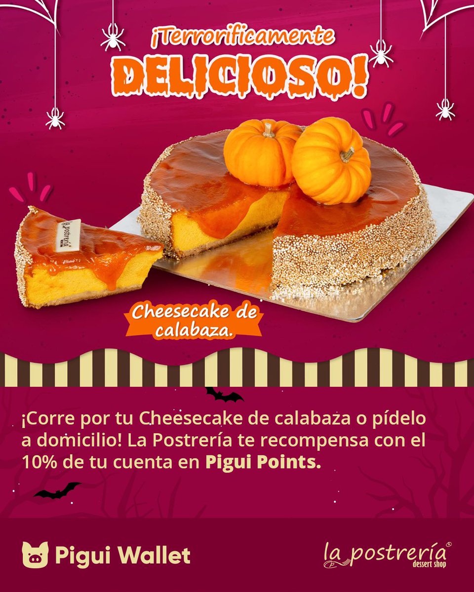PiguiWalletMX's tweet photo. ¿Ya probaste el especial de temporada de #LaPostrería? 🎃 #PiguiWallet https://t.co/FvOsKyIWpz