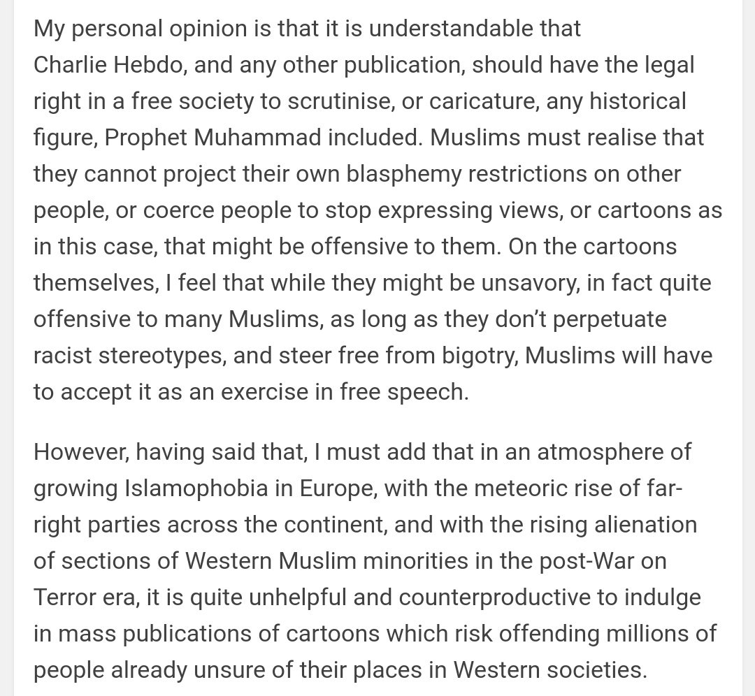 I remember writing this in 2015 in my blog in the aftermath of Charlie Hebdo attacks. It's weird that five years on, we are still at the same place, with a public debate that is still given to absolutes.