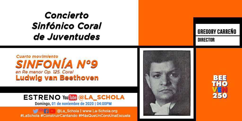 ESTE DOMINGO seguimos celebrando los 250 años de Beethoven. Compartiremos este emotivo concierto realizado en 1995, bajo la dirección del maestro <a href="/gregorycarreno/">Gregory Carreño</a>, contando con los solistas <a href="/SaraCatarine72/">Sara Catarine</a>, @lapalacios28,  Aquiles Machado y William Alvarado.

¡Seguimos Cantando!