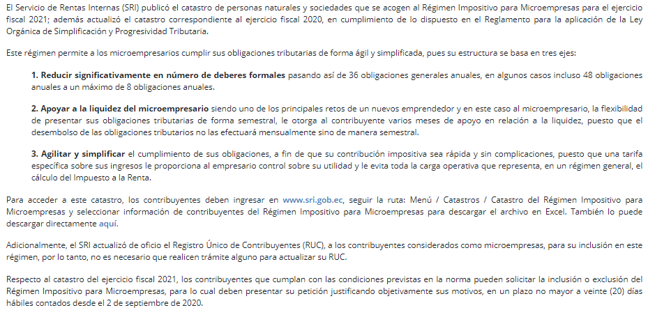 Bajo La Lupa Ecuador Bll Ec En Septiembre El Sri En Su Portal Institucional Este Regimen Permite A Los Microempresarios Cumplir Sus Obligaciones Tributarias De Forma Agil