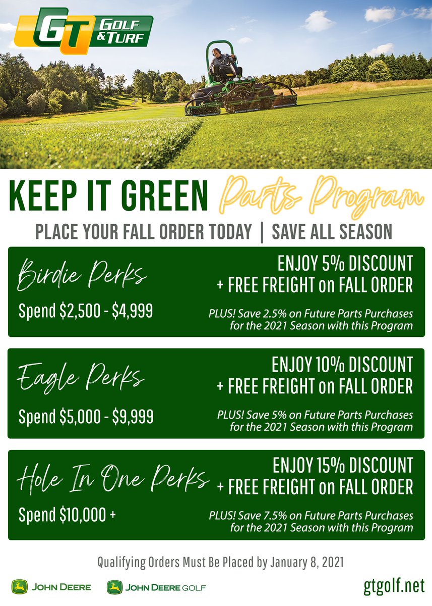 Its that time again! Do you need to order Fall/Winter Parts? Do you prefer to have more time to place your order? Do you want season long discounts? Do you like FREE Freight all season LONG!? Check it out!