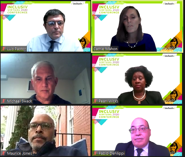 InclusivCDCUs's tweet photo. Building a More Equitable Financial System: Inclusiv's Cathie Mahon hosts Maurice Jones, President &amp; CEO of @LISC_HQ, Michael Swack, Dir. of the @CarseySchool Ctr for Impact Finance, Pearl Wicks, EVP/COO of @HopeCU &amp; Luis Pastor, President/CEO of Latino Community CU #CDCUCon2020 https://t.co/eigBpUw8NL