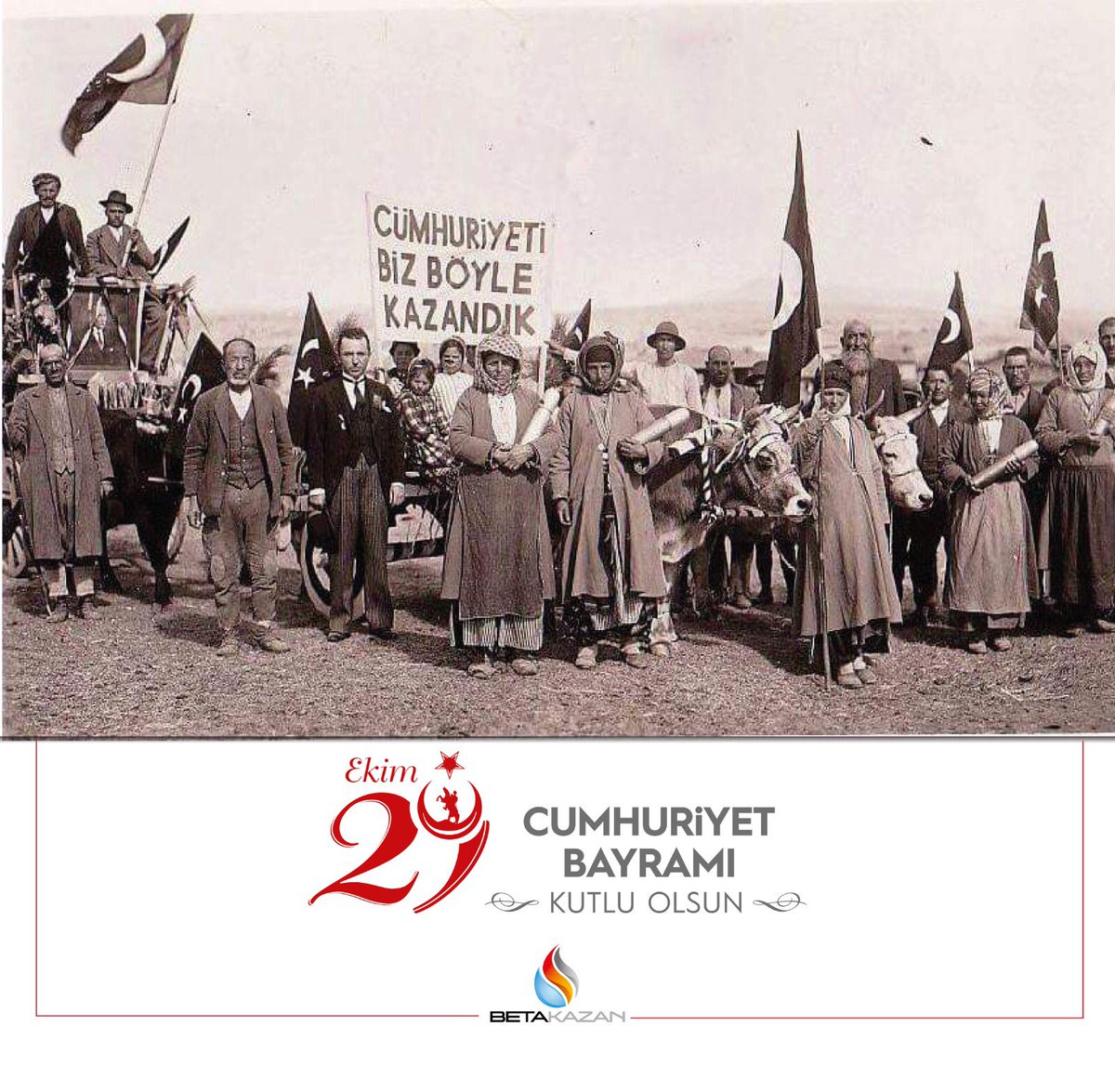 Cumhuriyet; fikren, ilmen ve bedenen kuvvetli ve yüksek karekterli koruyucular İster. 
Cumhuriyet Bayramımız kutlu olsun!
.
#BetaKazan  #Cumhuriyetin97YılıKutluOlsun #CumhuriyetBiziz #29EkimCumhiyetBayramı #29ekim1923 #DoksanYediYılOEnceBuguen #Kutlu Olsun