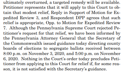 But but but Alito, Thomas, Gorsuch end by saying HEY YO REPUBLICANS IF YOU COME TO US AFTER ELECTION DAY ASKING US TO THROW OUT THE BALLOTS BEFORE THEY'RE COUNTED, WE WILL TOTALLY VOTE FOR THAT