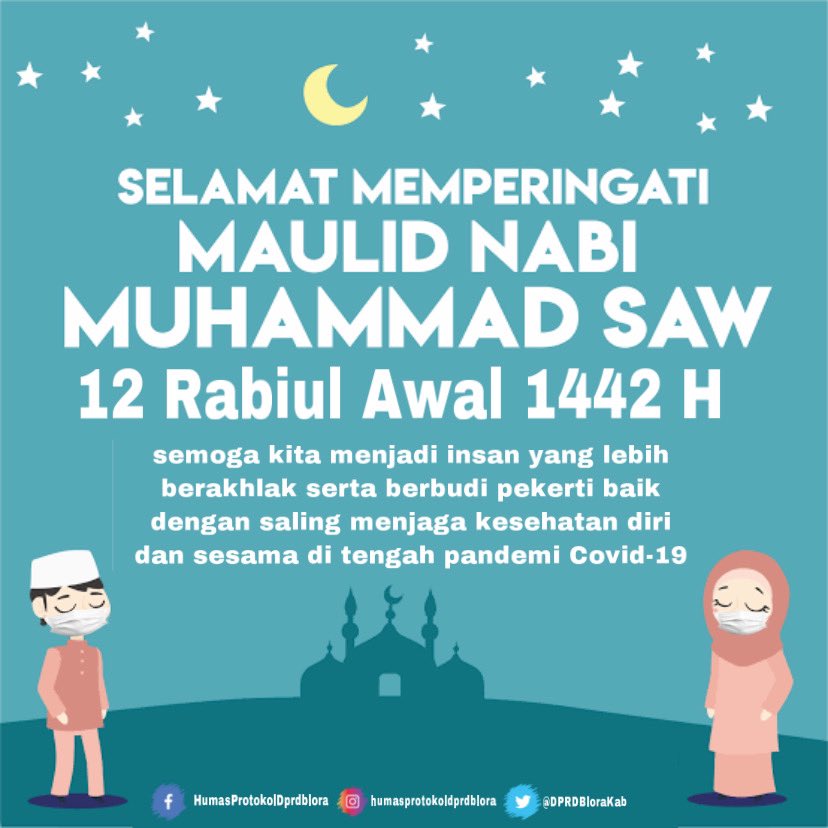 Semoga kita senantiasa dapat meneladani dan mengamalkan ajaran dan akhlak Rasulullah SAW dalam kehidupan sehari-hari kita. Tetap jaga kesehatan dengan selalu ingat pesan 3M : memakai masker, menjaga jarak dan mencuci tangan.  #lawancorona