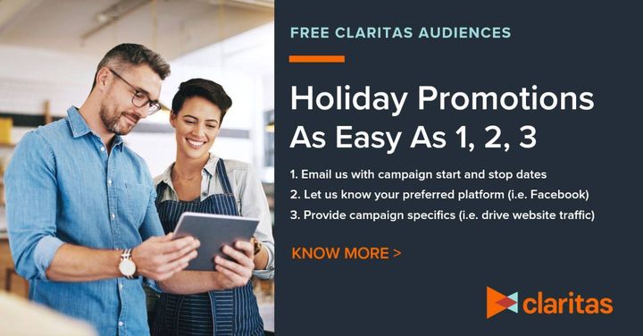 71% of the population is planning on doing most of their holiday shopping online. Know more about who to reach with your offers with our free #4D service – digital audience recommendations in 4 hours or less! Email ClaritasDigital@claritas.com to get started.