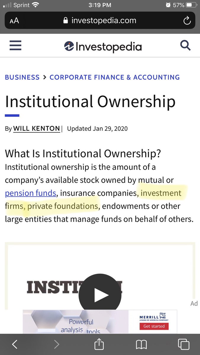 What is institutional ownership of a company’s shares? (Stocks)