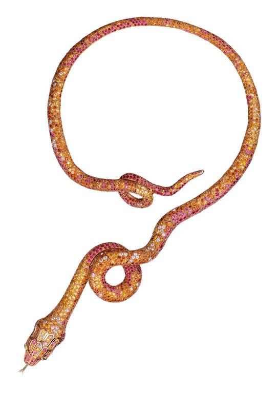 Boucheron question-mark necklace, a snake done with sapphires.