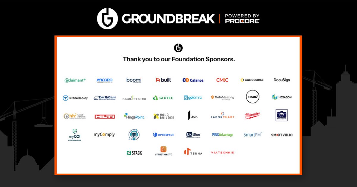 procoretech's tweet photo. Thank you to all of our Foundation Sponsors for helping make Groundbreak 2020 a success! Be a #Groundbreaker https://t.co/YKYQSXAVH5