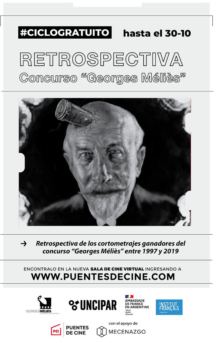 UNCIPAR's tweet photo. Retrospectiva Concurso “Georges Méliès” - Ciclo Gratuito
UNCIPAR te invita a disfrutar de retrospectiva de los cortometrajes ganadores del concurso “Georges Méliès” entre 1997 y 2019.
Presentado por la Embajada de Francia/Institut français d’Argentine en colaboración con PCI. https://t.co/dDHCuXlV0B