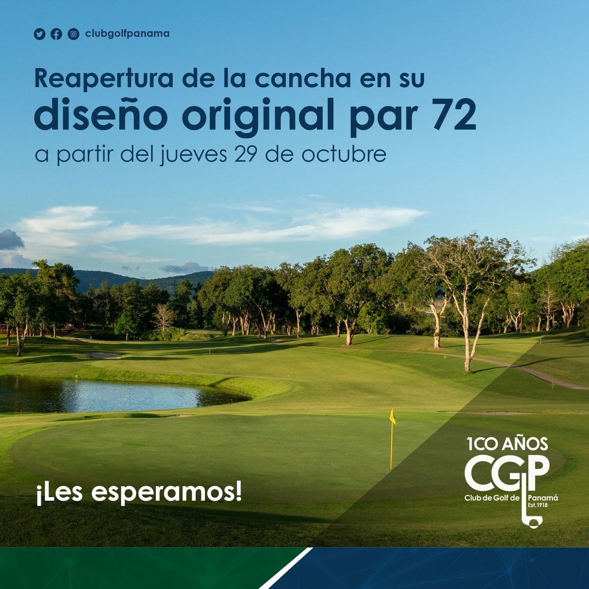 ClubGolfPanama's tweet image. #pasionpormiclub Estimados socios, les informamos gratamente que a partir de mañana, jueves 29 de octubre, la cancha de golf se jugará en su diseño original de par 72.
Venga y disfrute junto a sus amigos y familiares aquí en su casa @ClubGolfPanama