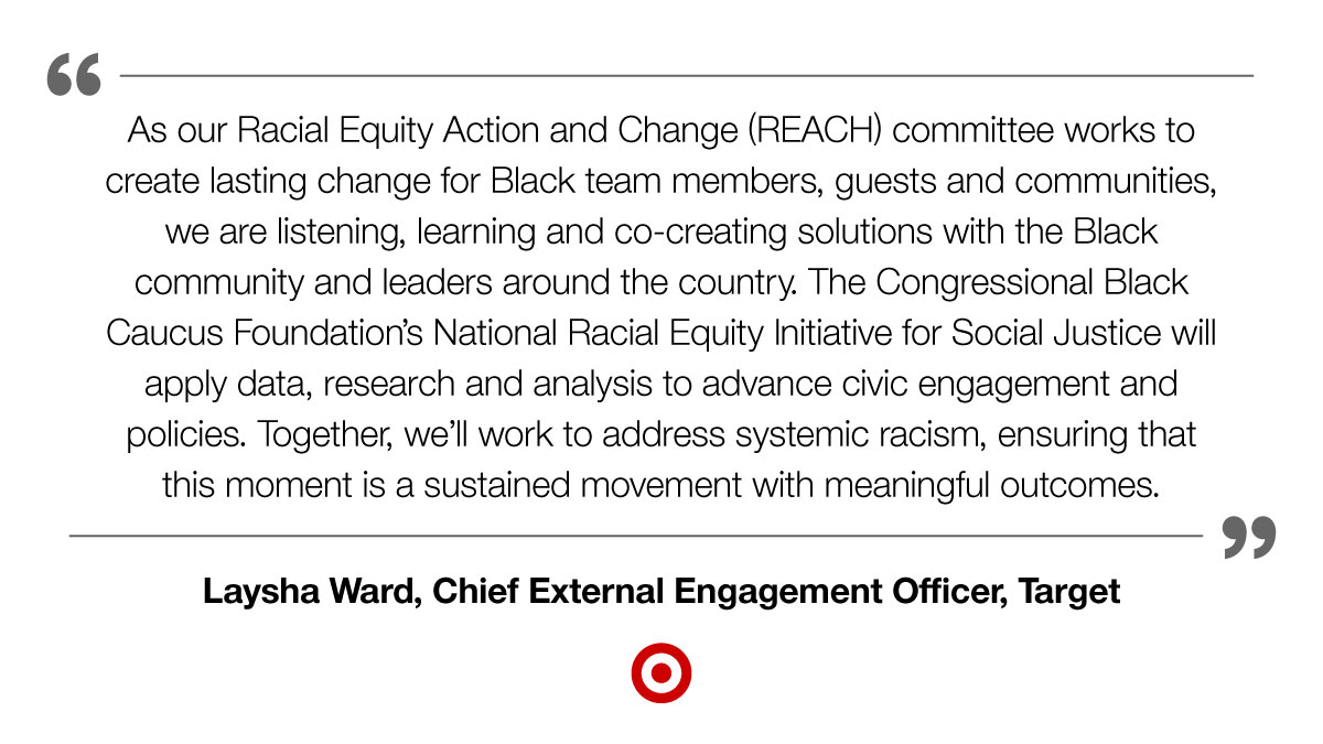 TargetNews's tweet image. Target is proud to support @CBCFInc’s new National Racial Equity Initiative for Social Justice with a $1M contribution &amp;amp; more to help advance racial equity and human rights in research, data, analysis and public policy. More here: tgt.biz/sc3a8