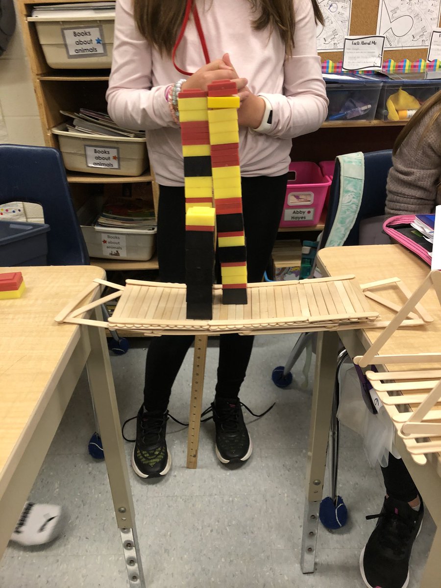 RhondaSpringer2's tweet photo. The grade 5’s at Oxbow PS are learning all about forces acting on structures by building bridges and calculating the weight they can hold. Which is stronger.....a truss bridge or a beam bridge? @TVDSB @OxbowPS https://t.co/hHSvm5EtyU