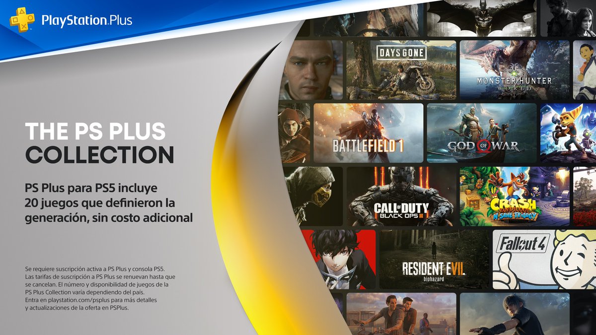 PlayStation_LA's tweet photo. ¡El lanzamiento de #PS5 trae nuevas ventajas sin costo adicional para los usuarios de PS Plus! PS Plus Collection 😎 Disfruta de los juegos que marcaron una generación, ¡descúbrelos todos! https://t.co/ktcfmBYfBF https://t.co/OzDWDJp0zI