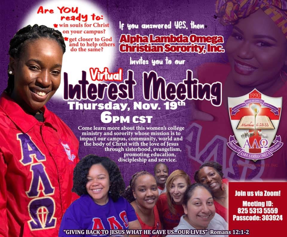 Sfa_Lambdas's tweet photo. Hey ladies 😊

If you or any college lady you know might be interested in joining ALO or would like to know more about it, feel free to attend/share flyer.

Thanks and have a blessed day! https://t.co/dIgL2q5vpq
