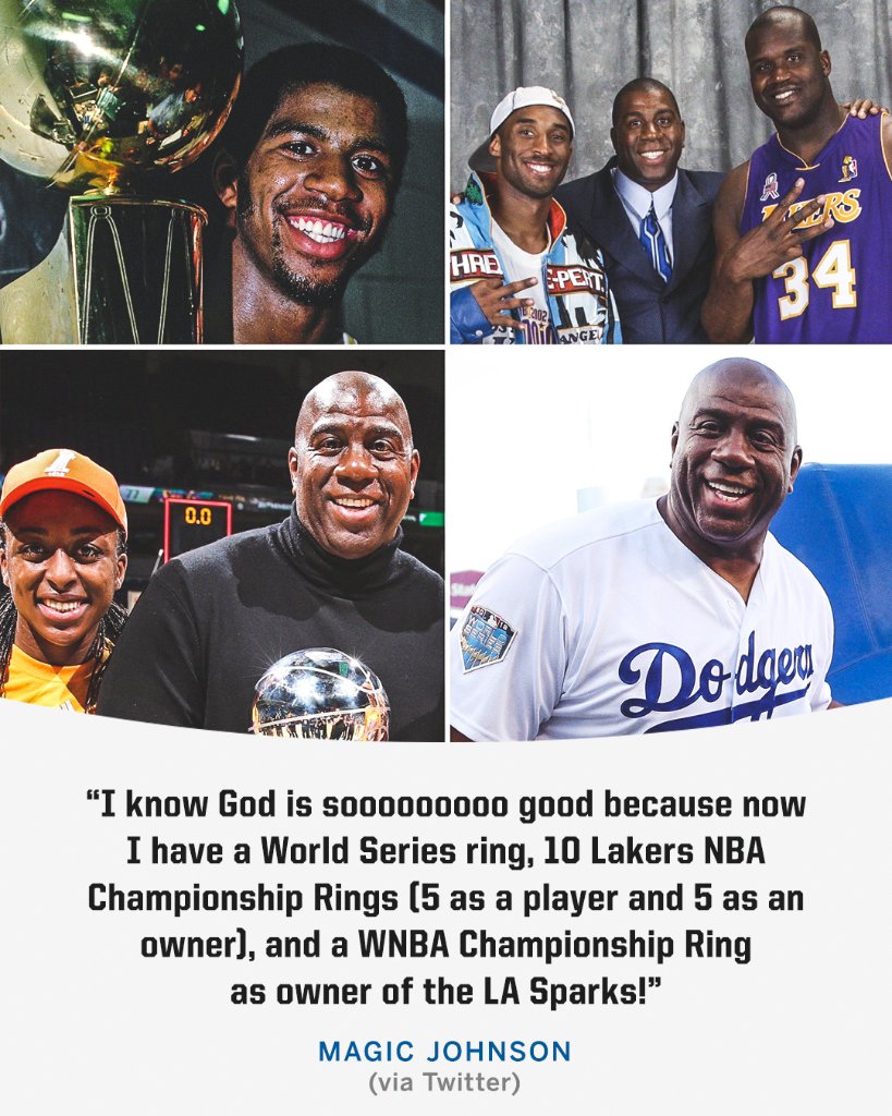 espn's tweet photo. .@MagicJohnson just keeps adding to his collection 💍 https://t.co/3myFhMN6os