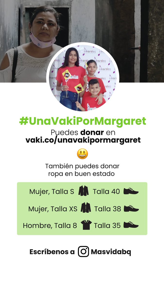 Masvidabq's tweet photo. Margaret perdió toda su casa en un incendio, ella y sus 3 hijos no tienen donde vivir ni ningún tipo de sustento. Estamos haciendo una Vaca #Vaki para que juntos podamos ayudarles a encontrar un nuevo hogar! Puedes ayudar aquí https://t.co/VA7IlutvvM… 
@VakiGlobal RT RT RT 🙏 https://t.co/tHqp3R4TvW