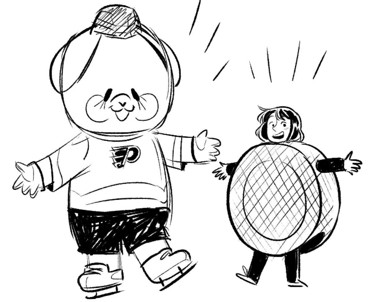 I have a fully colored Halloween costume pic for Yuna and Kawachan but i also had another couples costume idea that I needed to quickly sketch. Kawachan is Gritty and Yuna is a hockey puck 