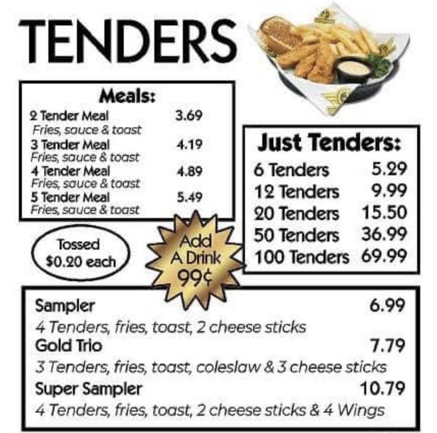 GFSaraland's tweet photo. What's your go-to from our TENDERS menu? 🐔 We can never decide! 😂 Whatever you get, it's bound to be GOLDEN! 🍗 #GoldfingersSaraland https://t.co/cFFPhTJxG0